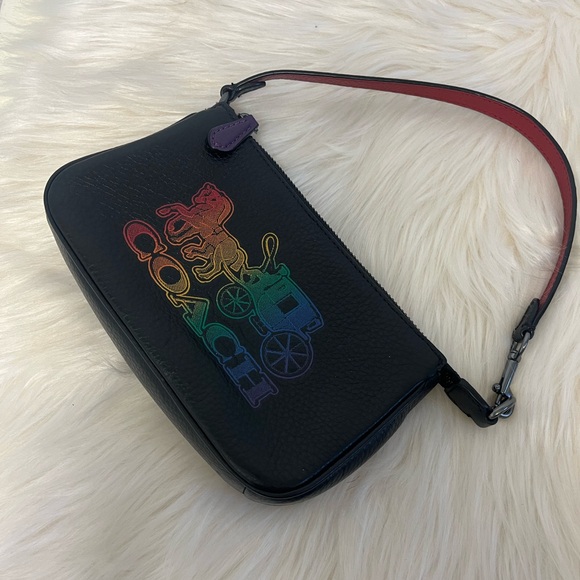Coach Nolita Black Leather Rainbow Horse & Carriage Bag C6902 - Picture 1 of 8